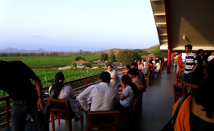 Drink wine at first floor of sula vineyards nashik